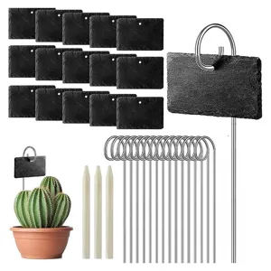 Natural Slate Plant Labels Garden Markers With Metal Wire Stakes Slate Plant Tags For Outdoor Flowers Herbs Vegetables