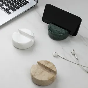 Natural marble phone stand for desktop, Nordic minimalist style lazy mobile phone base holder.