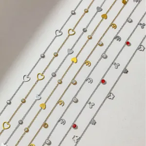 Catena Fai-da-te in Acciaio Inossidabile 304 per Creazione Gioielli Strass Cuore Stella Luna Farfalla Ciliegia Materiale per Collana Bracciale