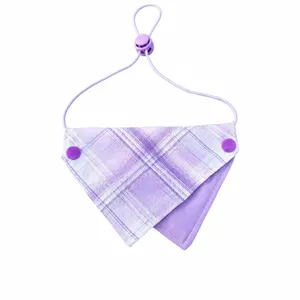 purple plaid pet bandana adjustable dog cat bib neckerchief fashion decoration item