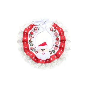 Christmas pet bib lace collar cat dog festive dress up cute Santa Claus costume accessory
