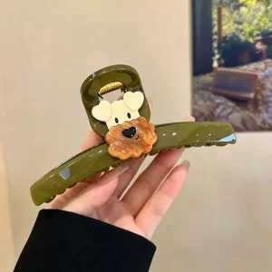 Koreanischer stil süße grüne hund haar klammer acetat haarklammer für damen haaraccessoires