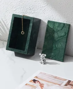 Modern natural green marble jewelry box home decor luxury storage organizer showcase