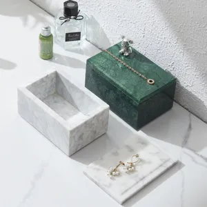 Natural marble jewelry box modern home decor storage organizer tray set for accessories