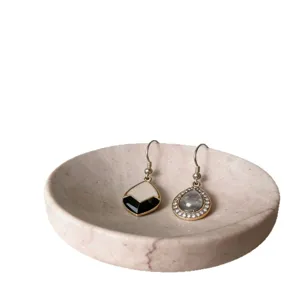 Natural marble round soap dish bathroom washbasin tray elegant marble home decor holder tray