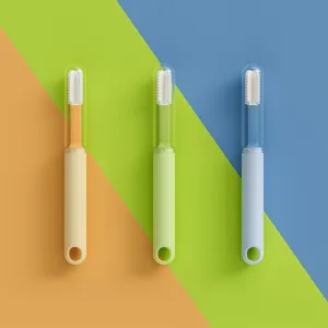 Pet toothbrush set with clear cover, dual-head silicone oral cleaning tool for cats and dogs