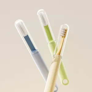 Pet toothbrush set with transparent protective cover, multi-angle cleaning pet dental care tool