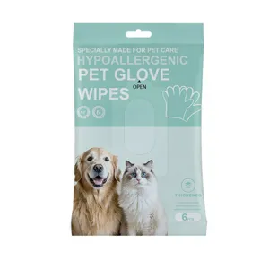 Gants de Lingettes Humides Jetables pour Animaux de Compagnie Nettoyage Chien Chat Lingettesépaissies Non Tissées Soins