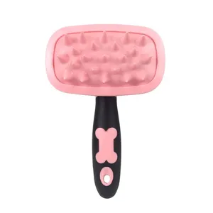 Silicone pet bath brush for dogs and cats, soft massage grooming tool for removing loose hair.