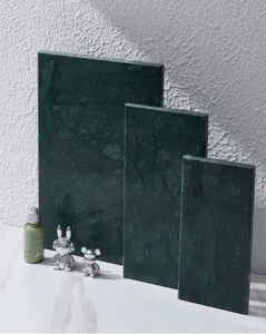 Green natural marble flat display board for jewelry cosmetics photography props detail.