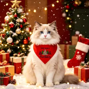 Christmas pet cat dog triangular scarf festive saliva towel holiday cute pet decoration bib