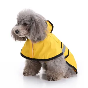 Imperméable jaune pour chien avec bande réfléchissante pour petits animaux de compagnie.