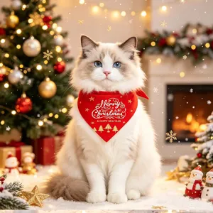 Christmas cat dog bandana holiday pet saliva towel cute red bib festive puppy scarf decoration