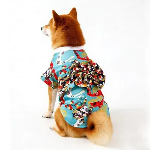 Japanischer Haustier Kimono Hunde Katzenkleidung Süsse Blumen Schleife Detail Ansicht