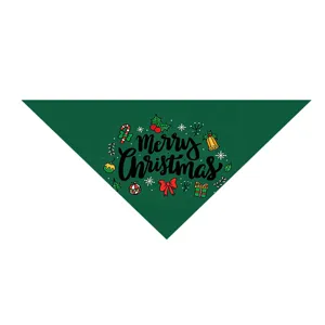 Christmas green pet bandana with cute festive prints, perfect holiday costume accessory for dogs.