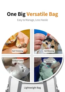 Multifunctional cat grooming bag for nail clipping, ear cleaning, and daily care.