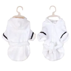Cute white pet bathrobe dog absorbent quick drying sleepwear soft pet apparel main view