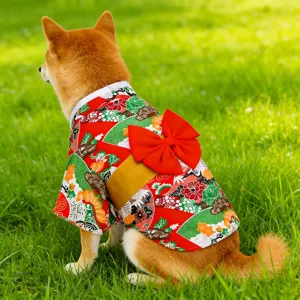 Niedlicher japanischer Haustier Kimono Hundekleidung und Katzenkostüm mit roter Schleife haupt