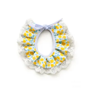 Cute lace pet bib with fresh lemon print, sweet princess style cat and small dog decorative collar.