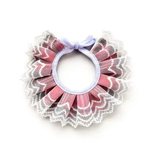 Cute lace pet bib for cats and dogs, sweet princess style ruffled collar for small pets.