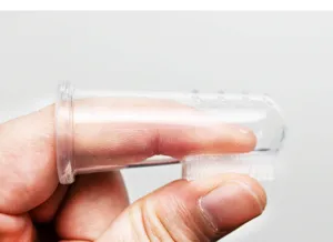 Clear silicone pet finger toothbrush for dogs and cats teeth cleaning dental care tool