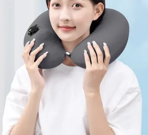Portable inflatable travel neck pillow, comfortable U-shaped pillow for flights, cars, and trains.