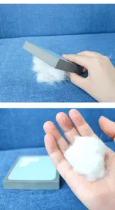 Pet hair remover tool for sofa carpet cleaning grey and blue practical home supply detail