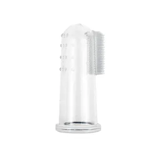 Transparent silicone pet finger toothbrush for dog and cat dental cleaning main image view