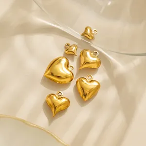 Gold stainless steel heart charms DIY jewelry pendants for cute necklace crafts making