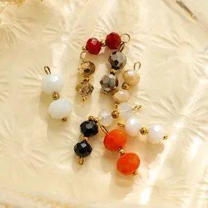DIY Edelstahl Kristallperlen Anhänger Mehrfarbige Facettierte Glas Charms Für Halskette Armband Schmuckherstellung Zubehör