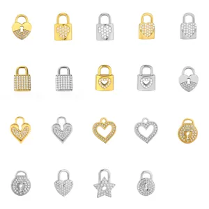 Verschiedene Strass Herz Schloss Anhänger, Gold und Silber Legierung DIY Schmuck Set.