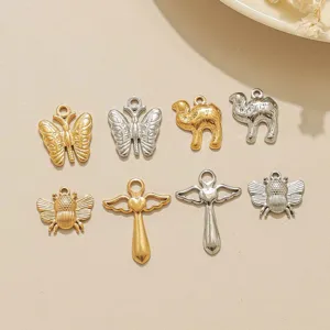 Edelstahl Tier Charms Biene Schmetterling Kamel Zauberstab Anhänger Für Schmuckherstellung DIY Armband Halskette Zubehör Retro Metall Anhänger
