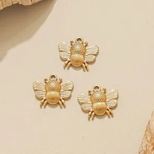 Edeltstahl Biene Anhänger Vintage DIY Schmuck Zubehör Gold Farbe Insekten Charms DIY