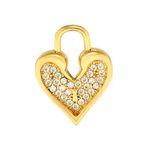 Goldenes Herz-Vorhängeschloss-Anhänger mit Strasssteinen, ideal für DIY-Halsketten und Accessoires.