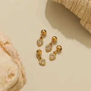 Goldene Zirkonia Herz Anhänger Gleitperlen für DIY Schmuck, Halskette Armband Accessoires Stopper.