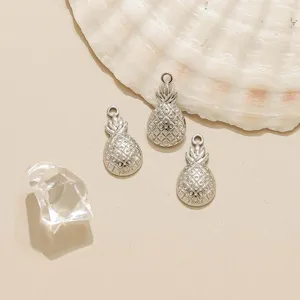 Stainless steel pineapple pendant charm for DIY jewelry making, delicate metal detail.