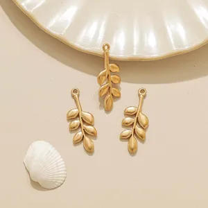 Gold stainless steel leaf pendants for DIY jewelry making, necklace and earring accessories