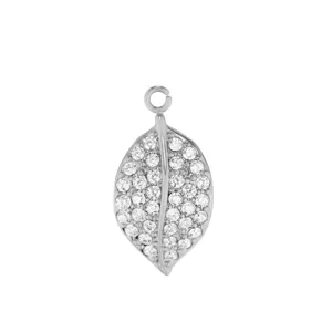 Edelstahl voll besetzt Zirkonia Blatt Anhänger DIY Schmuck Accessoire silber tonderung.