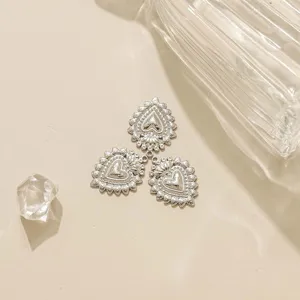 Ciondoli in metallo cuore argento per creazione gioielli fai da te, stile vintage.