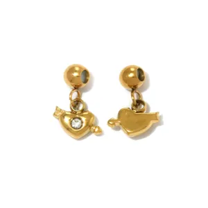Goldfarbener Herz Pfeil Anhänger Charm mit Zirkonia für DIY Schmuck Ketten Armbänder Basteln