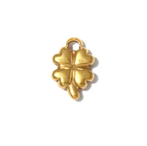 Gold Four-Leaf Clover Stainless Steel Pendant for DIY Necklace and Earring Jewelry Making