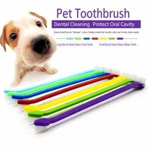 Haustier Zahnbürste Langer Griff Doppelseitig Hund Mundpflege Weiche Borsten Katzen Dentalreinigung Werkzeug
