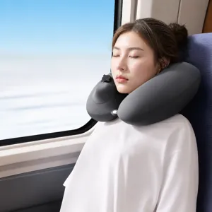 Portable Press Inflatable U-Shaped Travel Neck Pillow Ergonomic Soft Rest Pillow For Airplane Car Train Travel Sleep Support