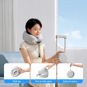 Almohada de viaje U portatil mini con estuche de almacenamiento para soporte comodo.