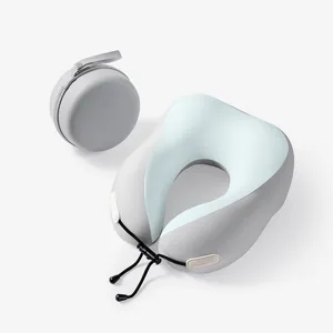 Almohada de viaje ergonómica en U con bolsa, soporte cómodo para avión, coche y oficina.