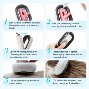 Pet hair removal comb self-cleaning pet grooming brush for cats and dogs floating hair cleaner