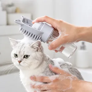 Pet silicone bath brush multi-functional grooming massage tool for dogs and cats cleaning