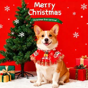 Weihnachten Haustier Hund Latz Spitze Kragen festlicher roter Schal Schleife fur Katzen