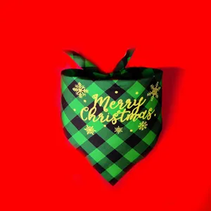 Grün schwarz kariertes Haustier Bandana Weihnachtshundeschal Katzen Feiertags Latz