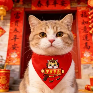 Süßes Cartoon Haustier Lätzchen Detail, rotes Dreieck Tuch für Katzen Hunde Accessoires.